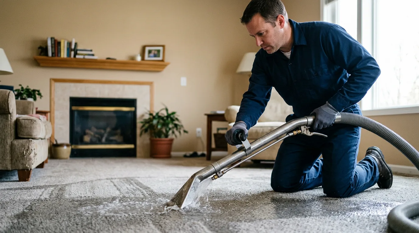 Water damage restoration technician working near Blain, PA